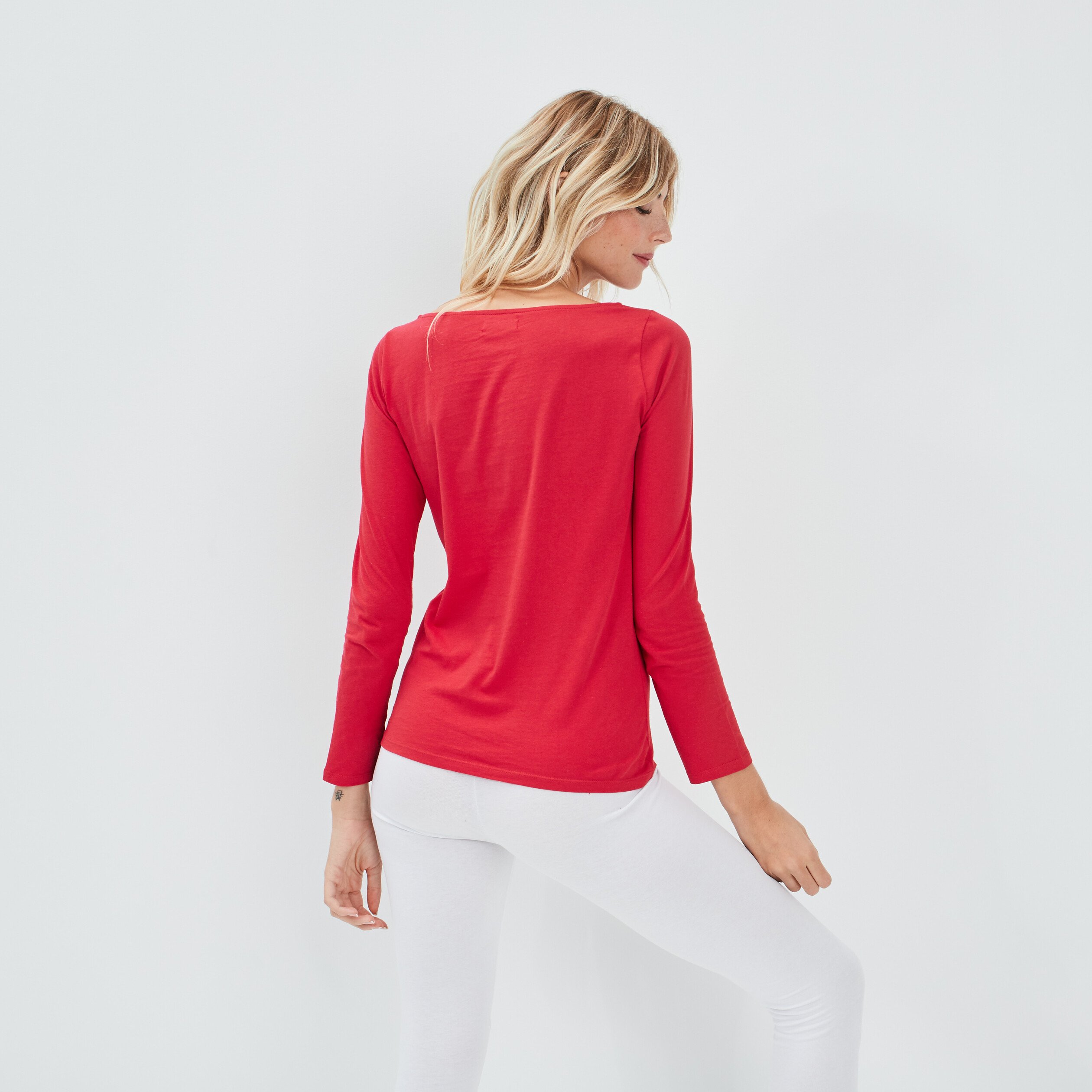 T-shirt manches longues rouge femme | La Halle