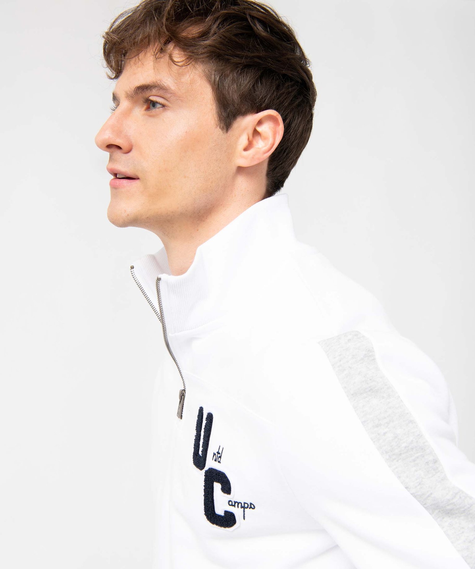 Sweat homme à col camionneur zippé - Camps United blanc | GEMO