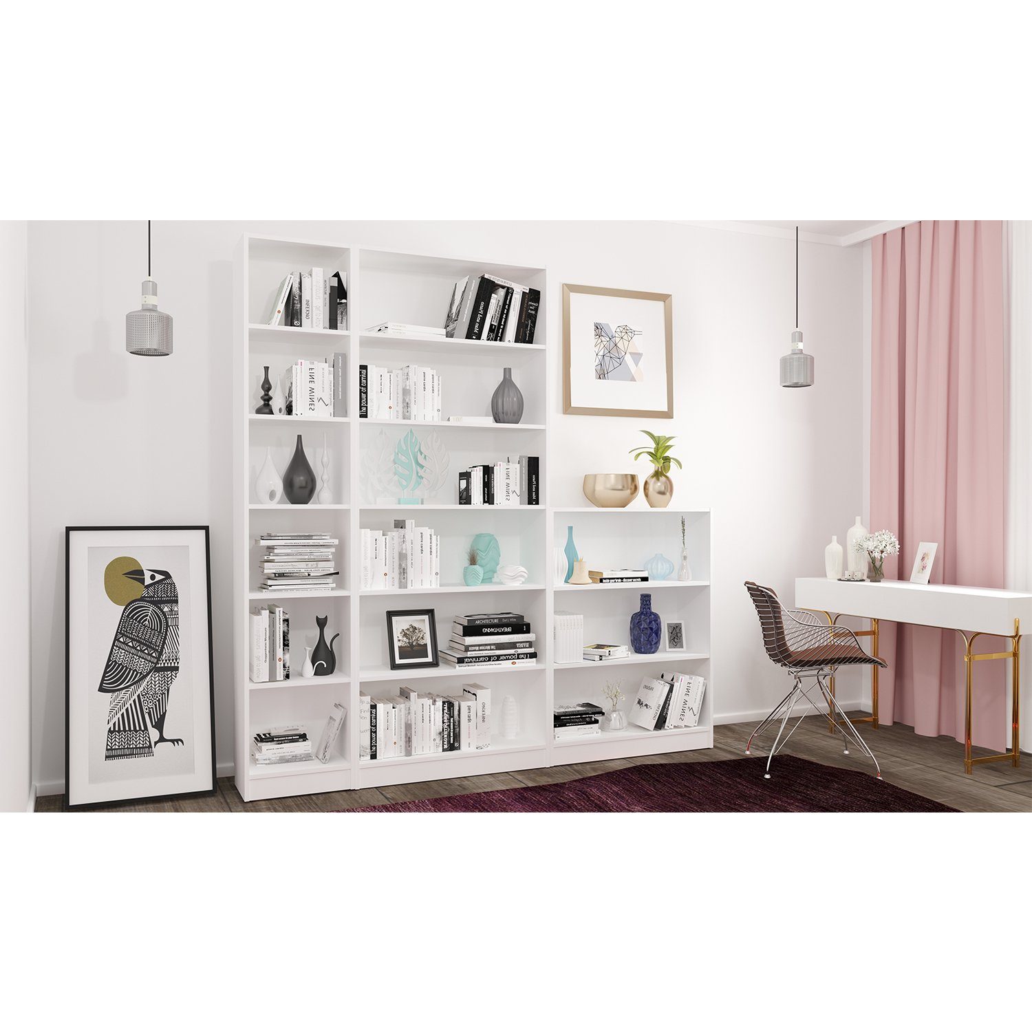 Polini Home Raumteilerregal Polini Home Bücherregal Standregal Regal mit 3 Fächern 80 x 106 x 2