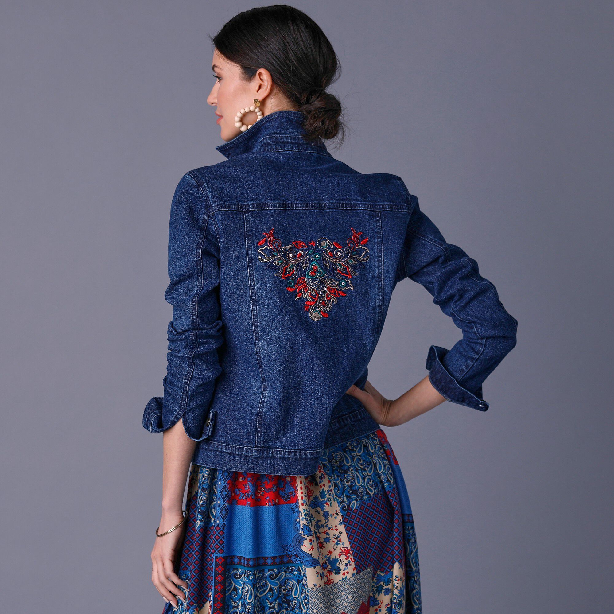 Veste jean brodée dos