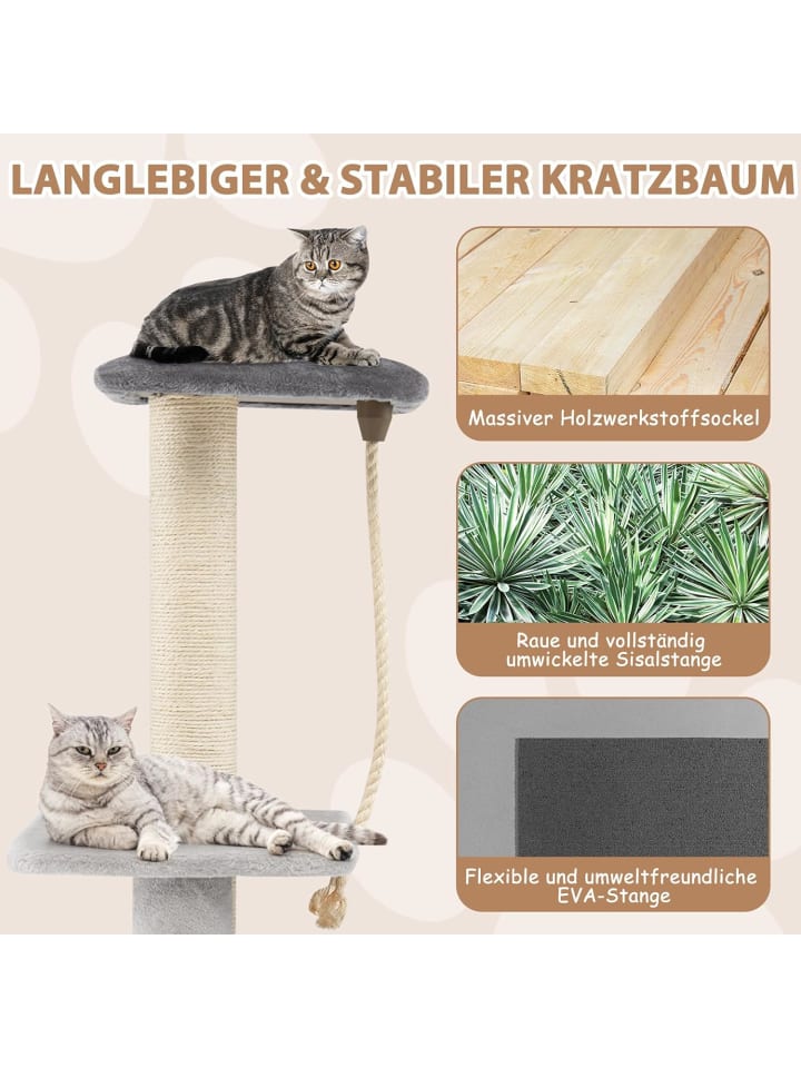 COSTWAY Kratzbaum klein 92cm in Grau günstig kaufen 92 cm