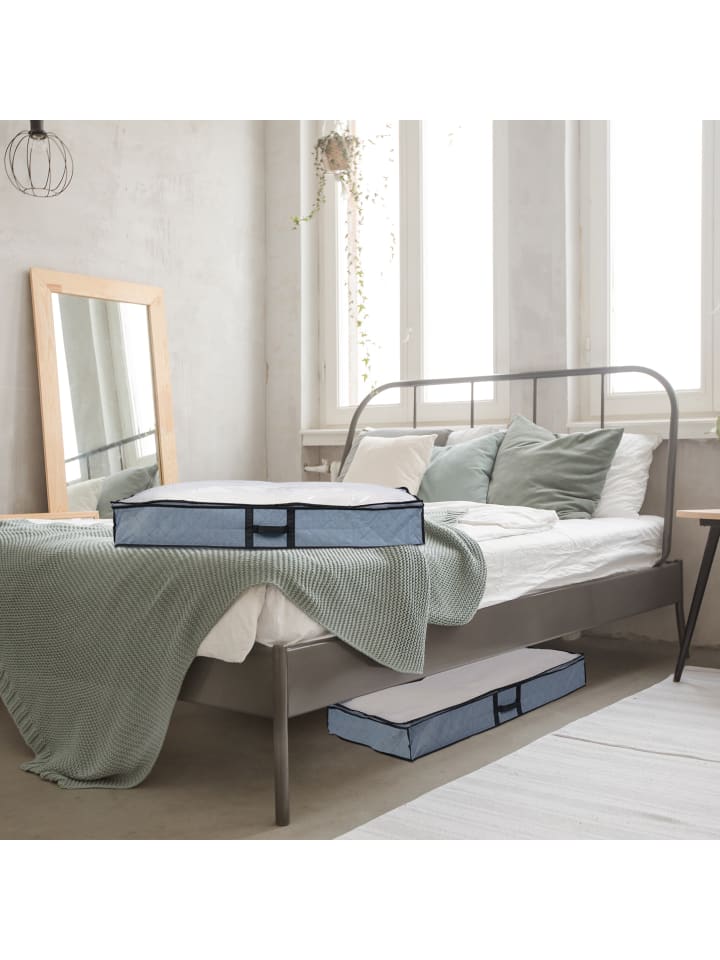relaxdays 2 x Unterbettkommode in Grau/ Transparent - (B)100 x (H)14 x (T)50 cm günstig kaufen onesize
