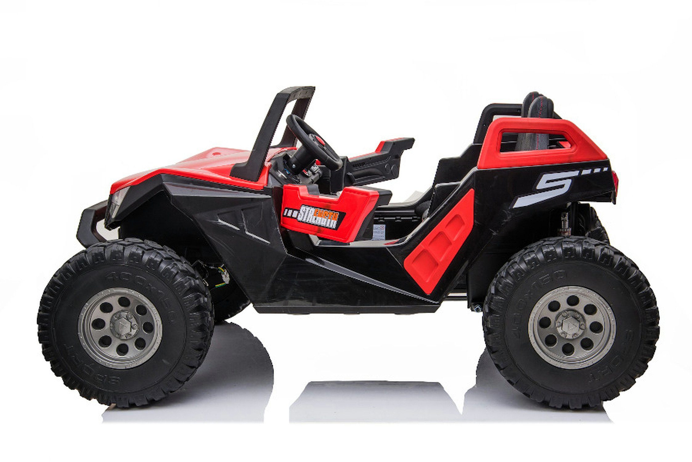 TPFLiving electric children's car buggy 928 - motor: 4 x 12V - battery: 2 x 12 volts/7Ah, load capacity 60 kg, children's car - electric buggy with leather seat and seat belt
