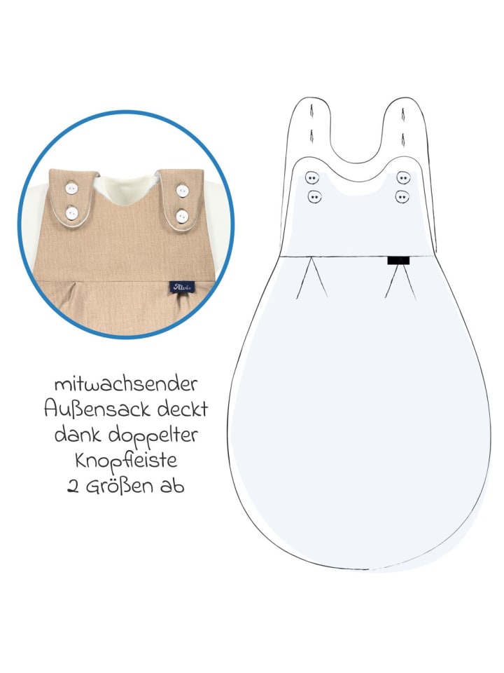 Alvi Schlafsack Baby-Mäxchen 4 Season Mull - Sand-Beige in beige günstig kaufen