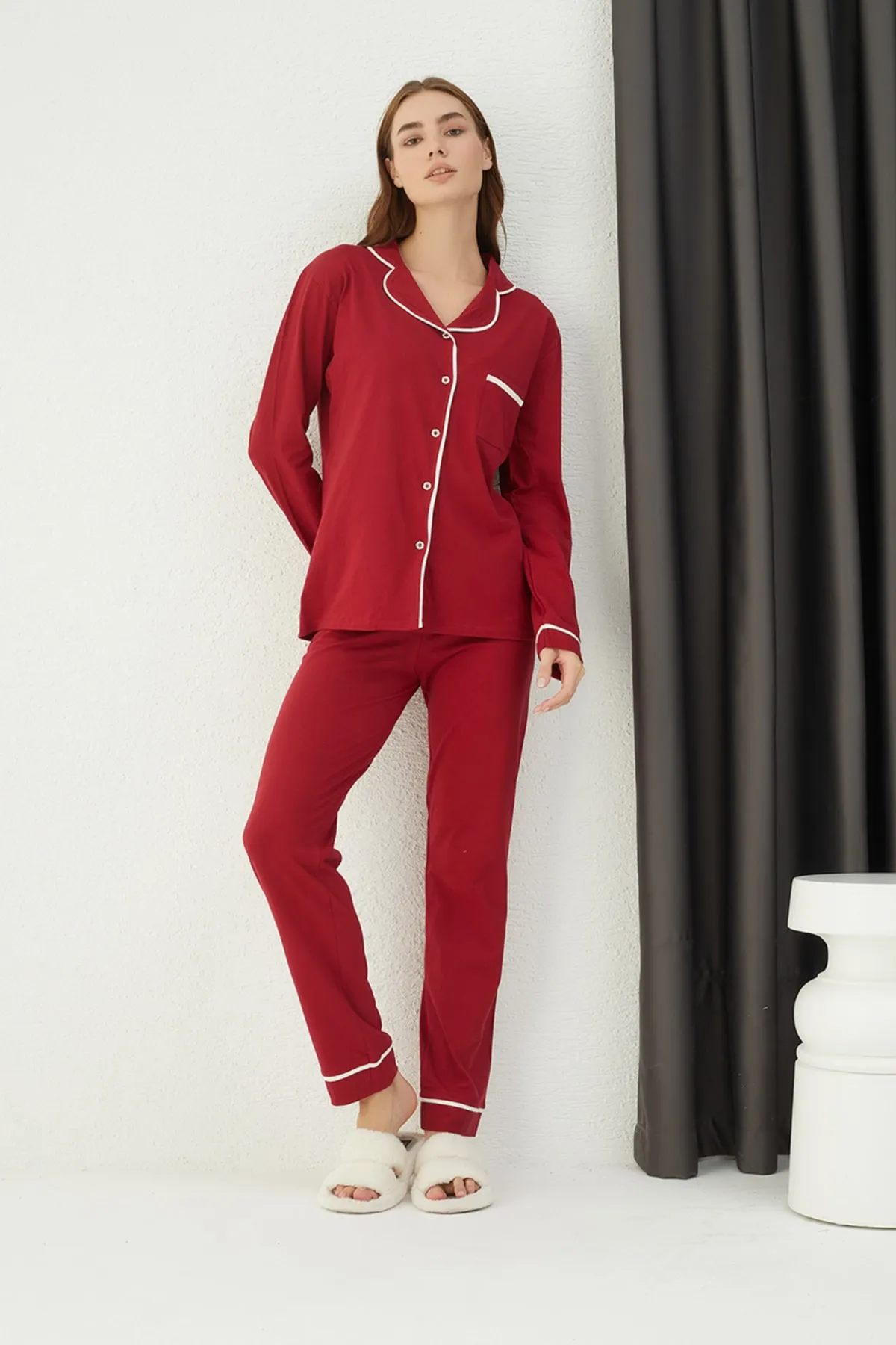 ELİTOL  Pyjama-Set aus Baumwolle mit Knöpfen