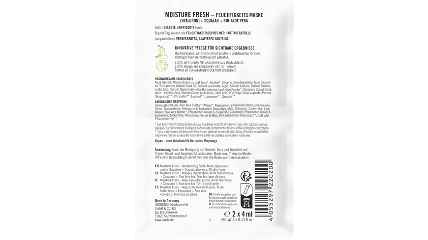 SANTE Moisture Fresh Feuchtigkeitsmaske 8 ml