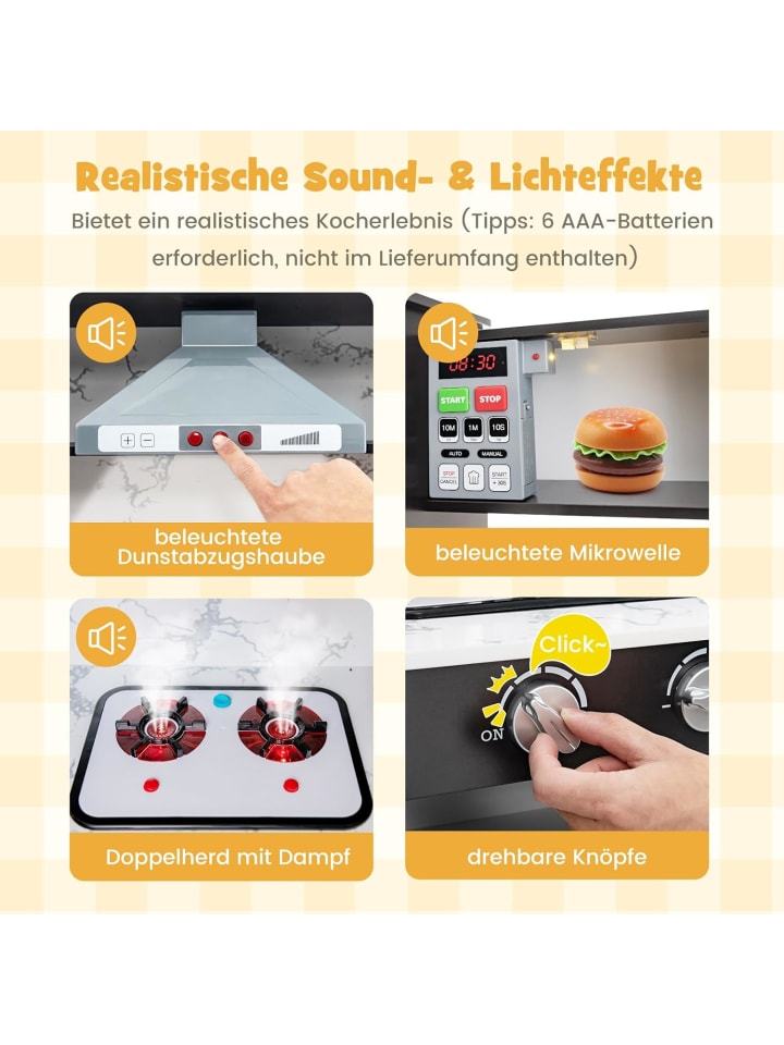 COSTWAY Spielküche Eck ab 3 Jahren in Braun günstig kaufen onesize