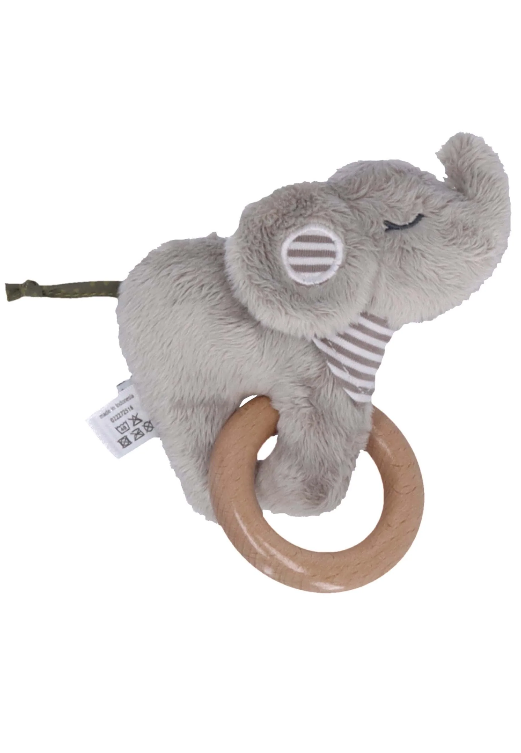 Spielfigur mit Holz Greifring Elefant Eddy, Grau