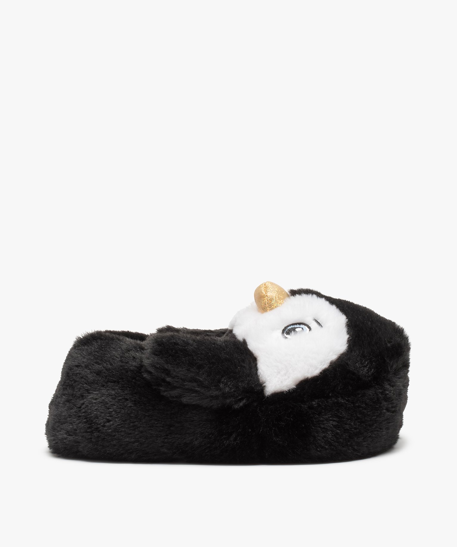 Chaussons fille 3D pingouin avec bec doré noir | GEMO