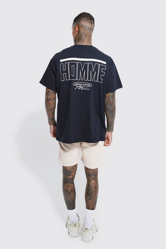 Oversize T-Shirt mit Homme-Print