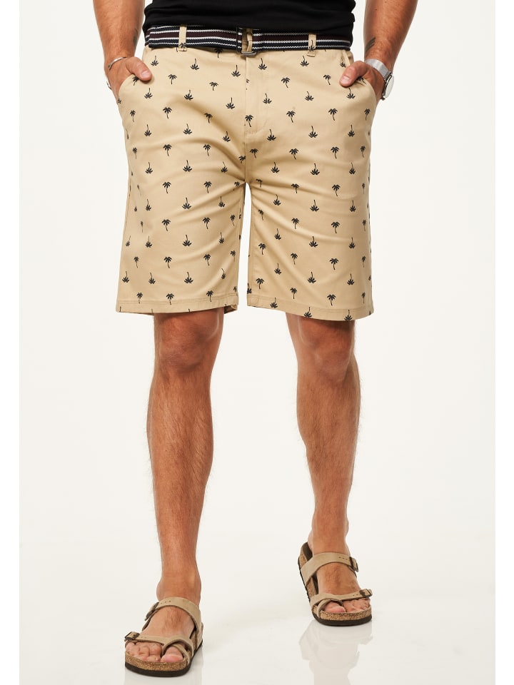 SOULSTAR Chinoshorts - für Herren mit Palmenmuster & Gürtel im Regular-Fit in Beige günstig kaufen
