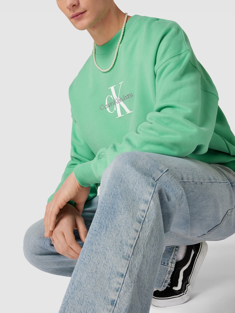 Oversized Sweatshirt mit Logo-Print Modell 'MONOLOGO' in apfelgrün