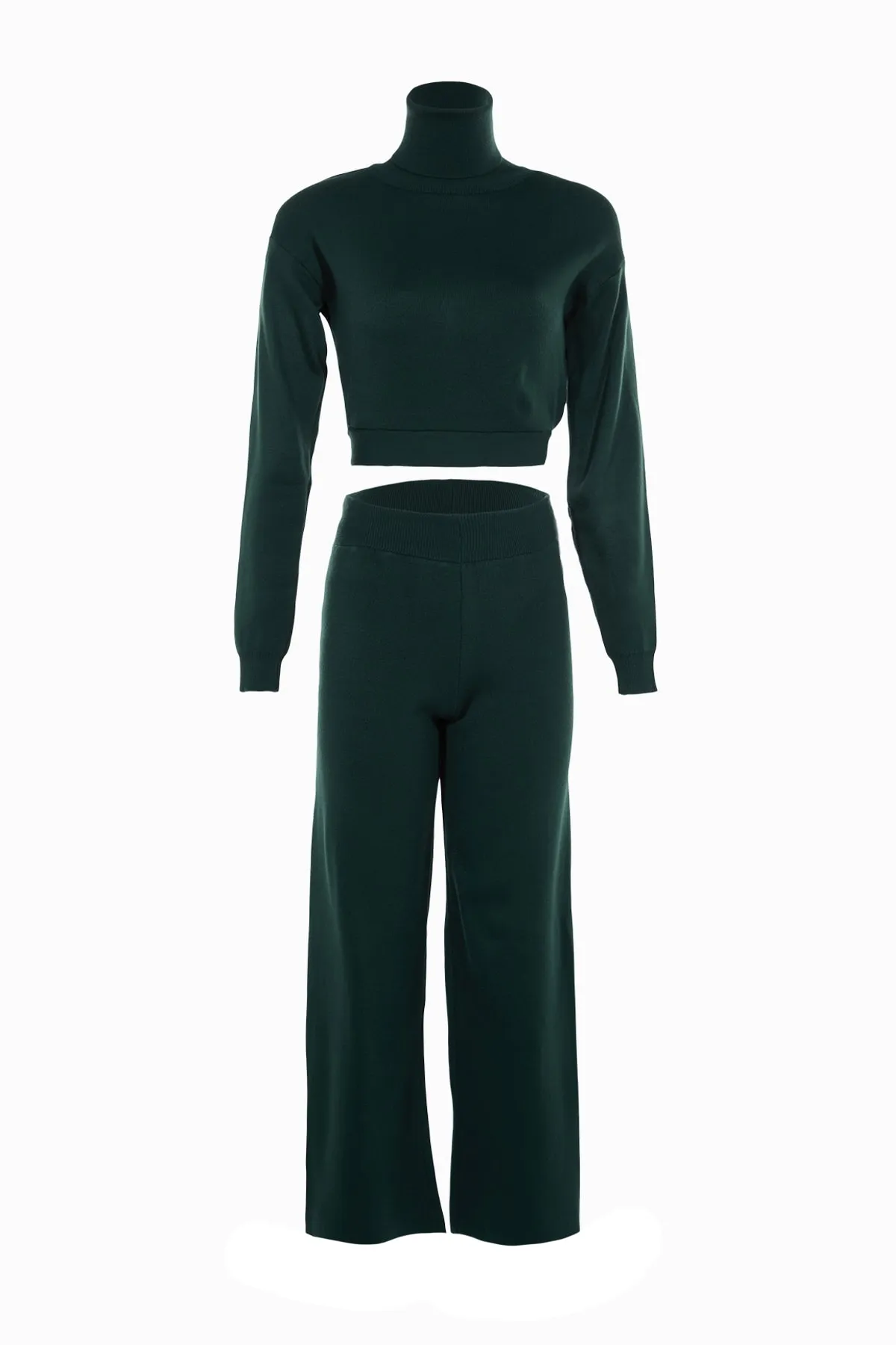 Trendyol Collection  Smaragdgrünes Strickoberteil- und -unterteil-Set mit Krawatte und Hose TWOAW21AU0093