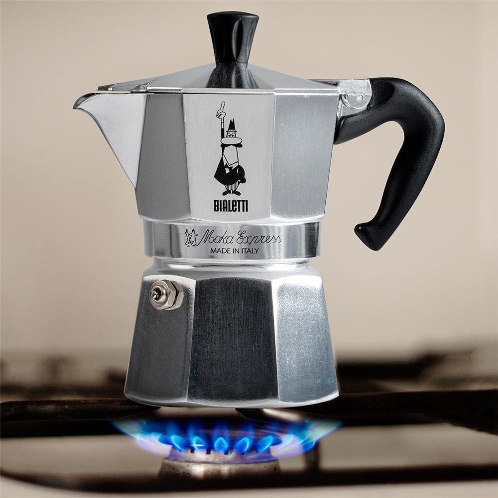 BIALETTI Espressokocher Moka Express, 2 Tassen, Aluminium, Kaffeekocher, Mokkakanne, silber
