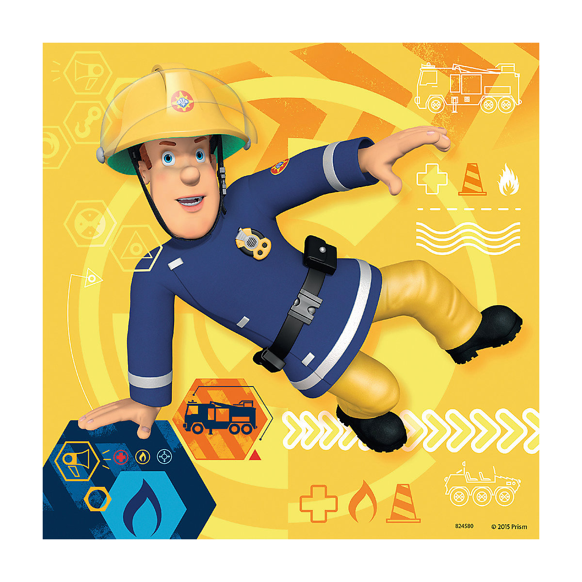 3er Set Puzzle, je 49 Teile, 21x21 cm, Feuerwehrmann Sam: Bei Gefahr Sam rufen