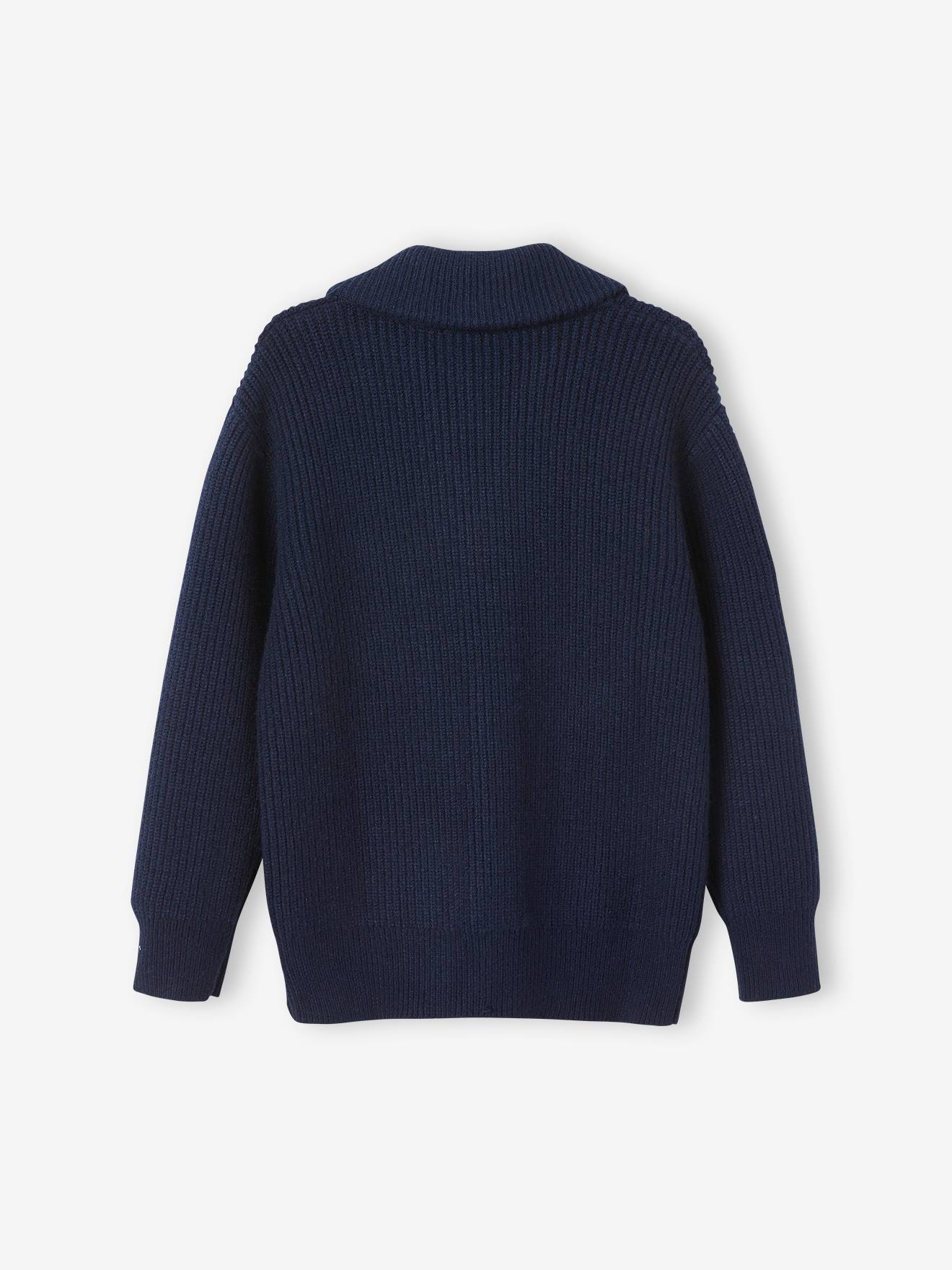 Vertbaudet Jungen Strickjacke, Musterstrick Oeko-Tex - grau meliert