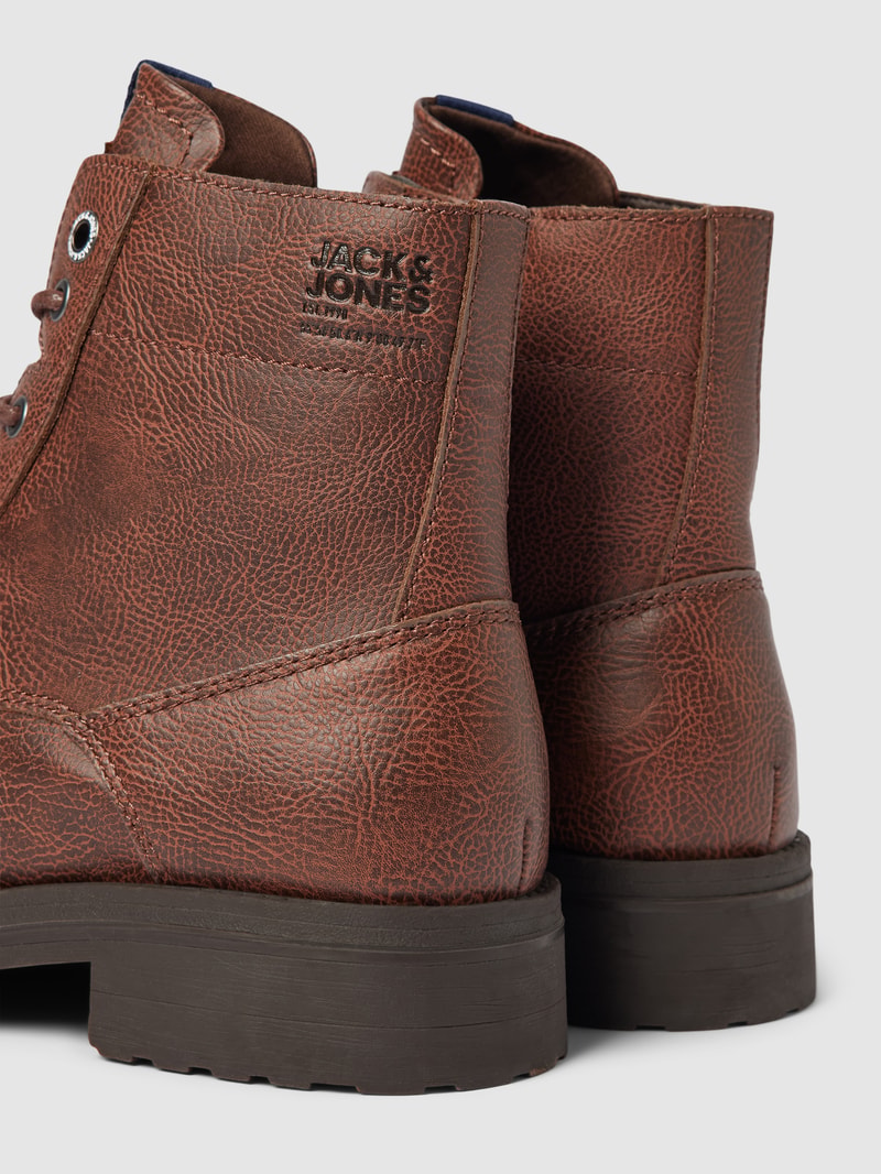 Boots mit Label-Detail Modell 'BERNIE' in cognac