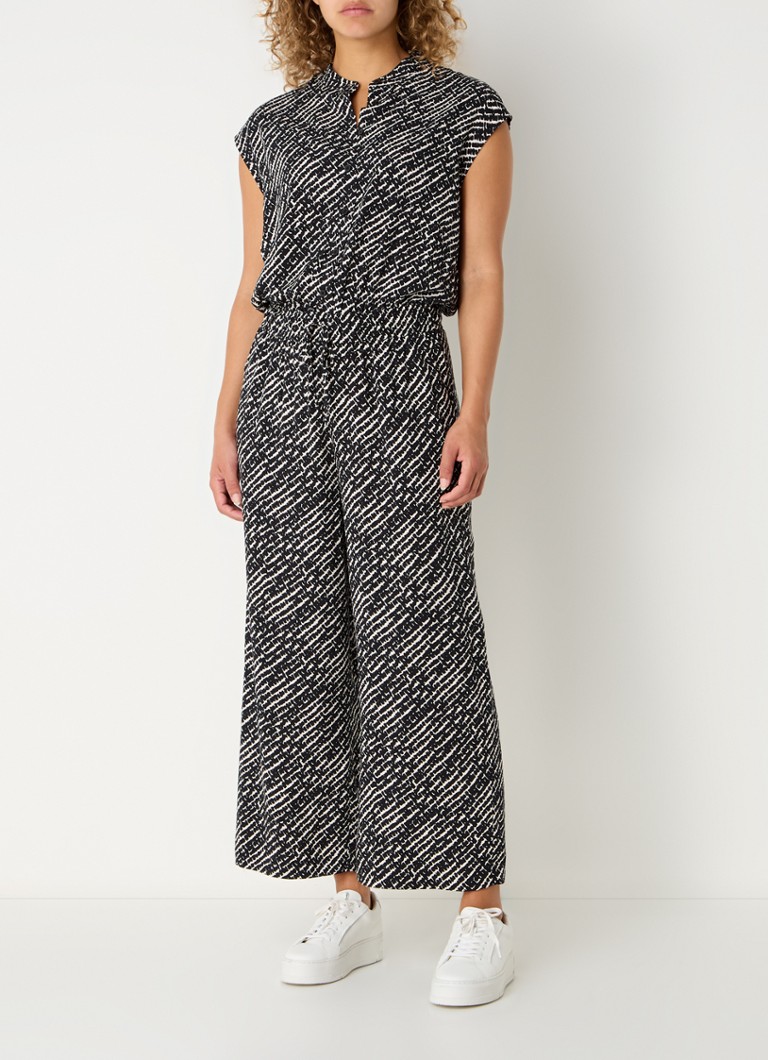 OPUS Marello loose-fit cropped jumpsuit with graphic print and patch pockets