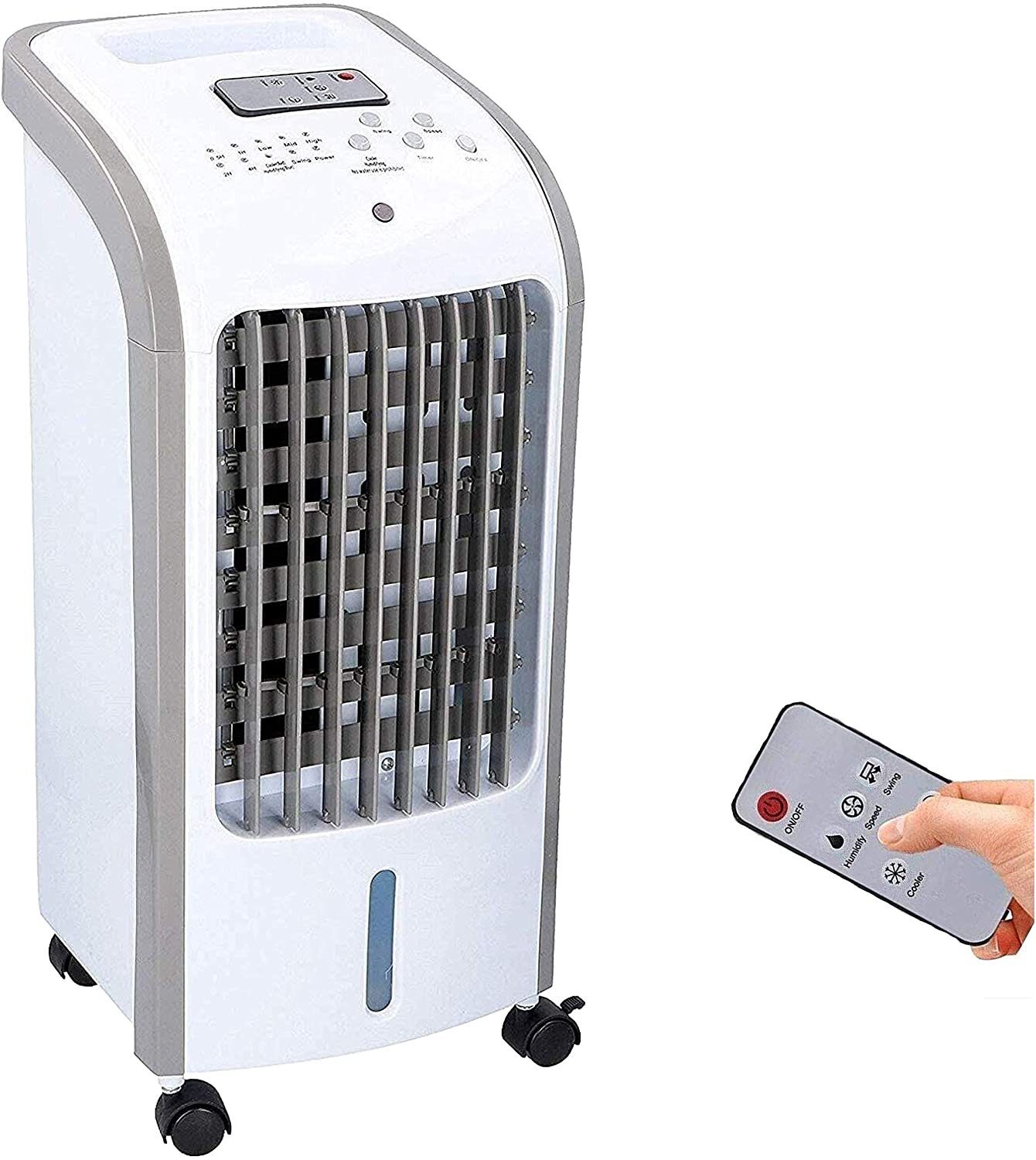 JUNG Ventilatorkombigerät COMODO mobiles Klimagerät ohne Abluftschlauch, Wasserkühlung, Aircooler, Aircondition, 60W, Luftkühler, leise, Ventilator Kühler