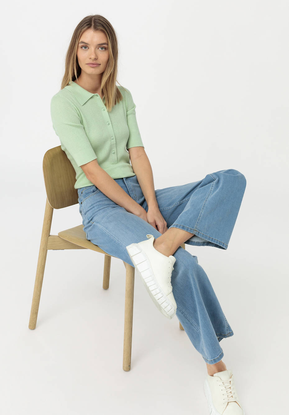 Polo-Pullover aus Seide mit Bio-Baumwolle
