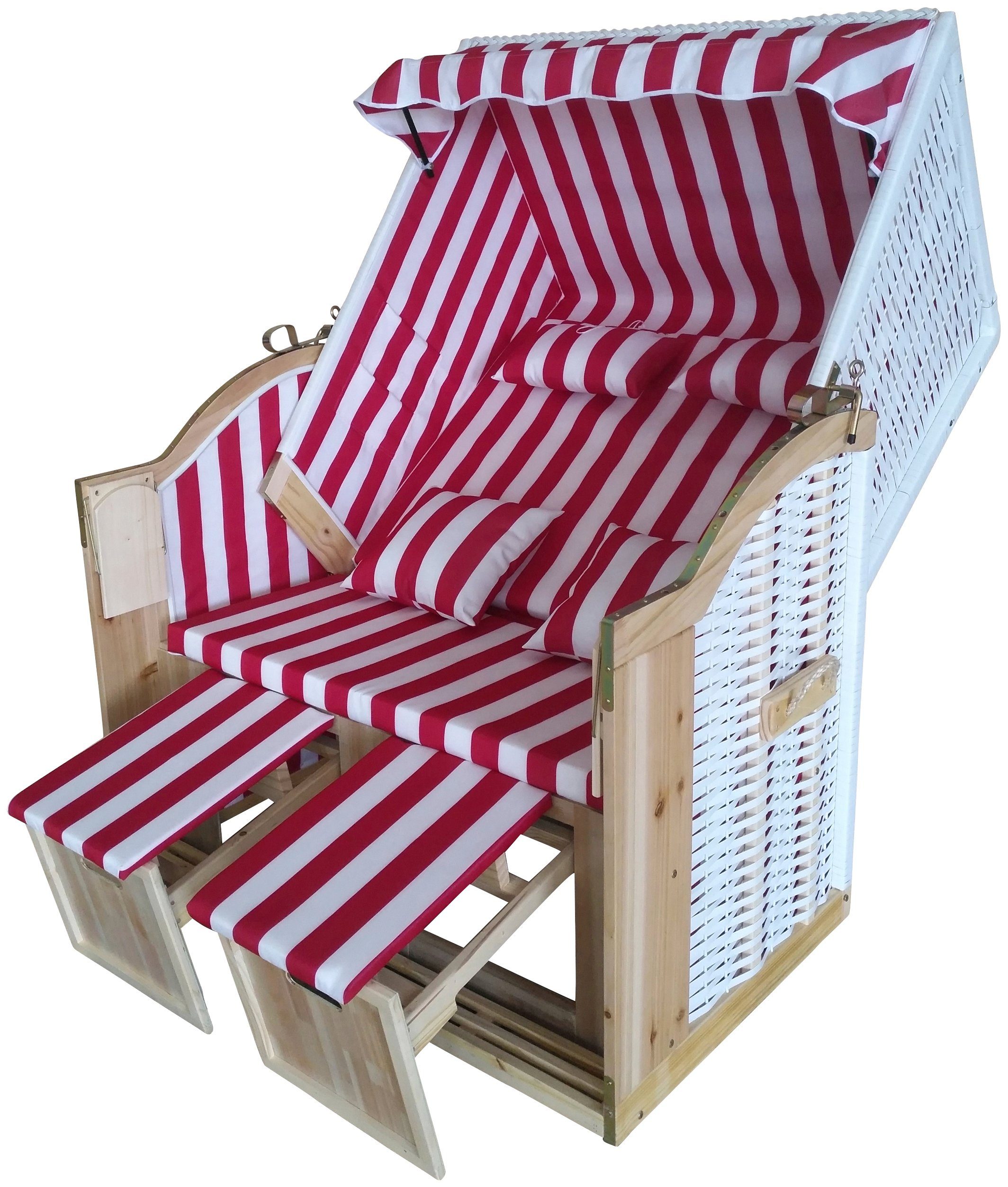 KONIFERA Strandkorb Föhr, BxTxH: 115x72x160 cm, Halblieger, Ostsee-Modell, 2-Sitzer, inkl. Klapptisch