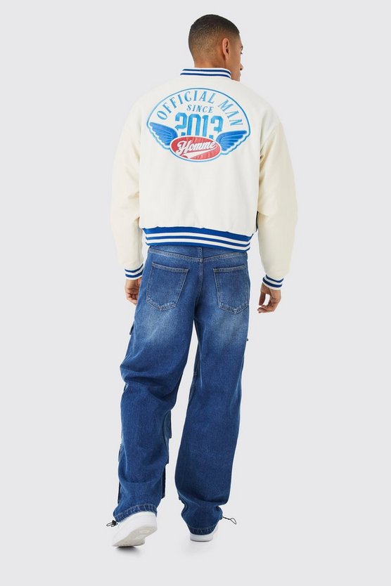 Kastige PU Colorblock Jacke
