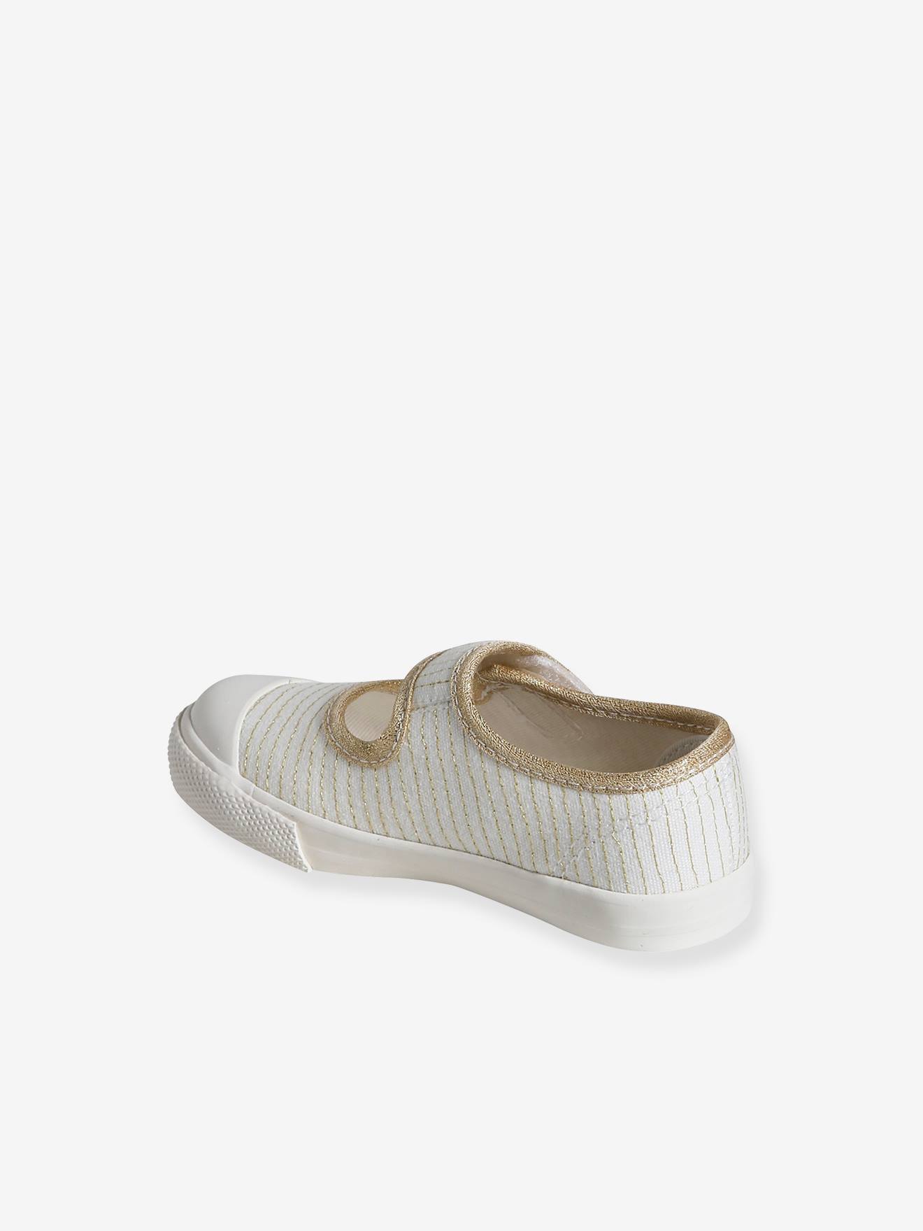 Vertbaudet Baby Stoffschuhe mit Klett - beige bedruckt
