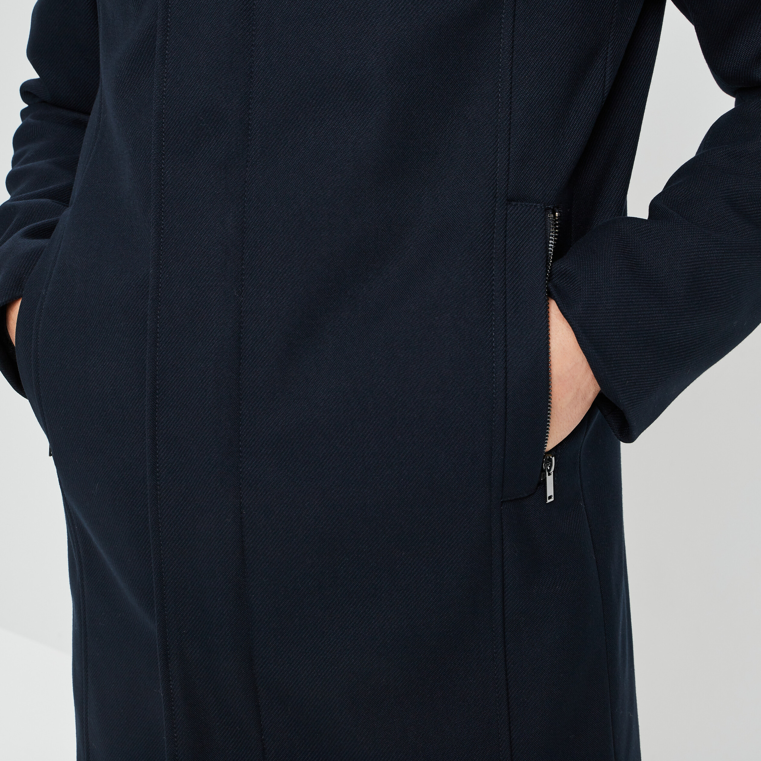 Manteau droit long bleu marine homme | La Halle