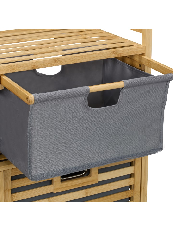 relaxdays Wäschekorb in Natur/ Grau - (B)88 x (H)95 x (T)33 cm günstig kaufen onesize
