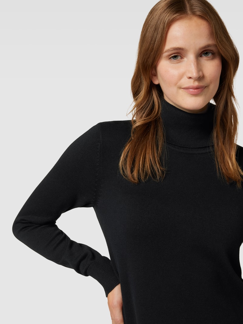 Knielanges Kleid mit Rollkragen in schwarz