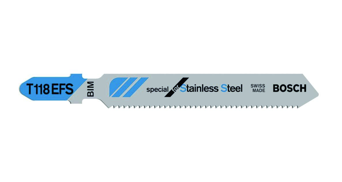 Bosch Blue Zubehör 2608636497 T118EFS Stichsägeblätter T-Schaft, 5 Stück, Edelstahl
