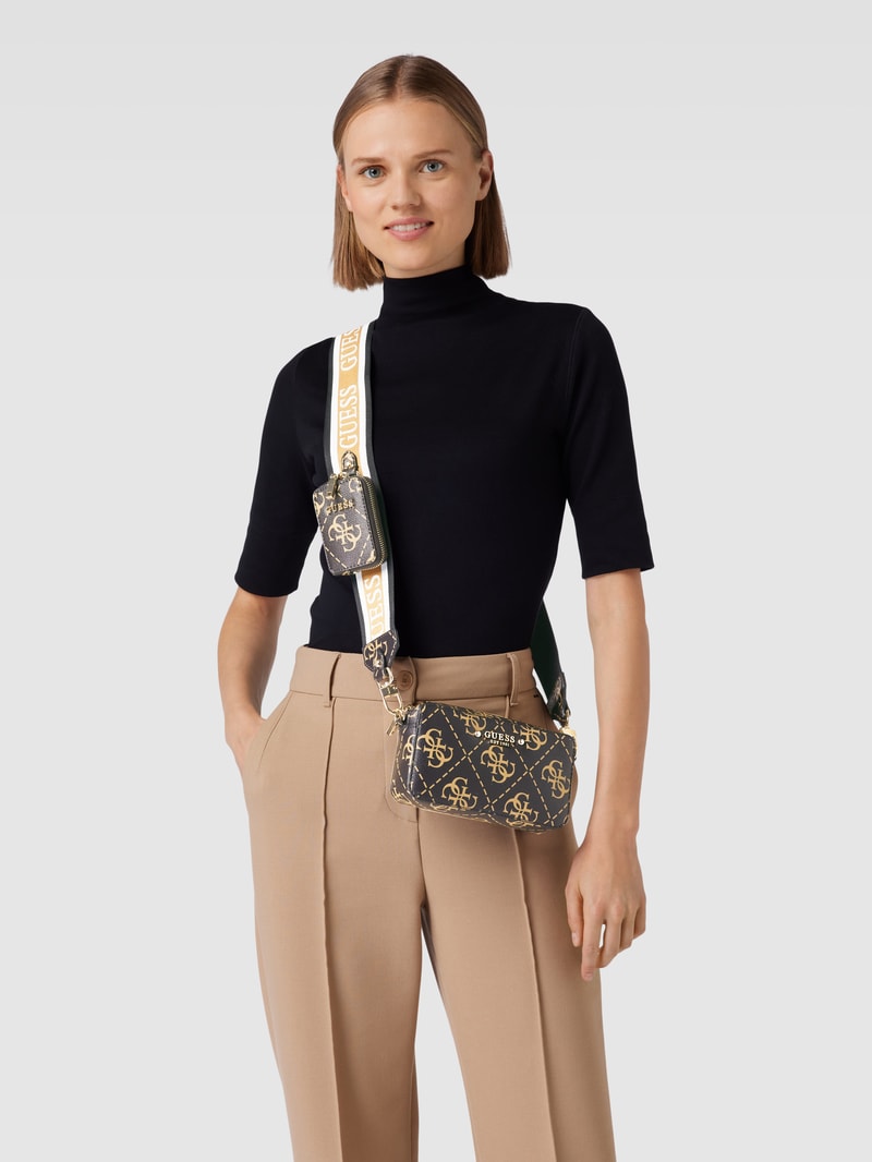 Camera Bag mit Allover-Logo Modell 'REA' in haselnuss braun