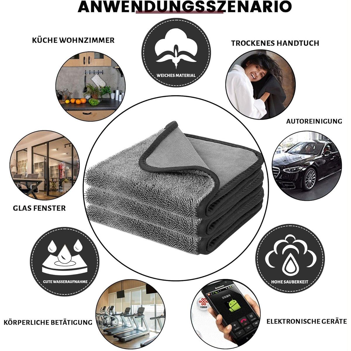 Rwoythk Handtuch Set Poliertuch 3er Set - Extra Saugstark & Ultra Weich - 30x40cm