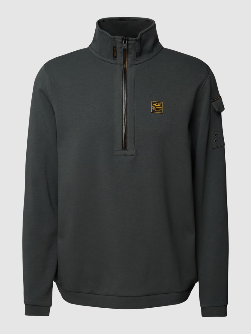 Sweatshirt mit Troyer-Kragen in marineblau