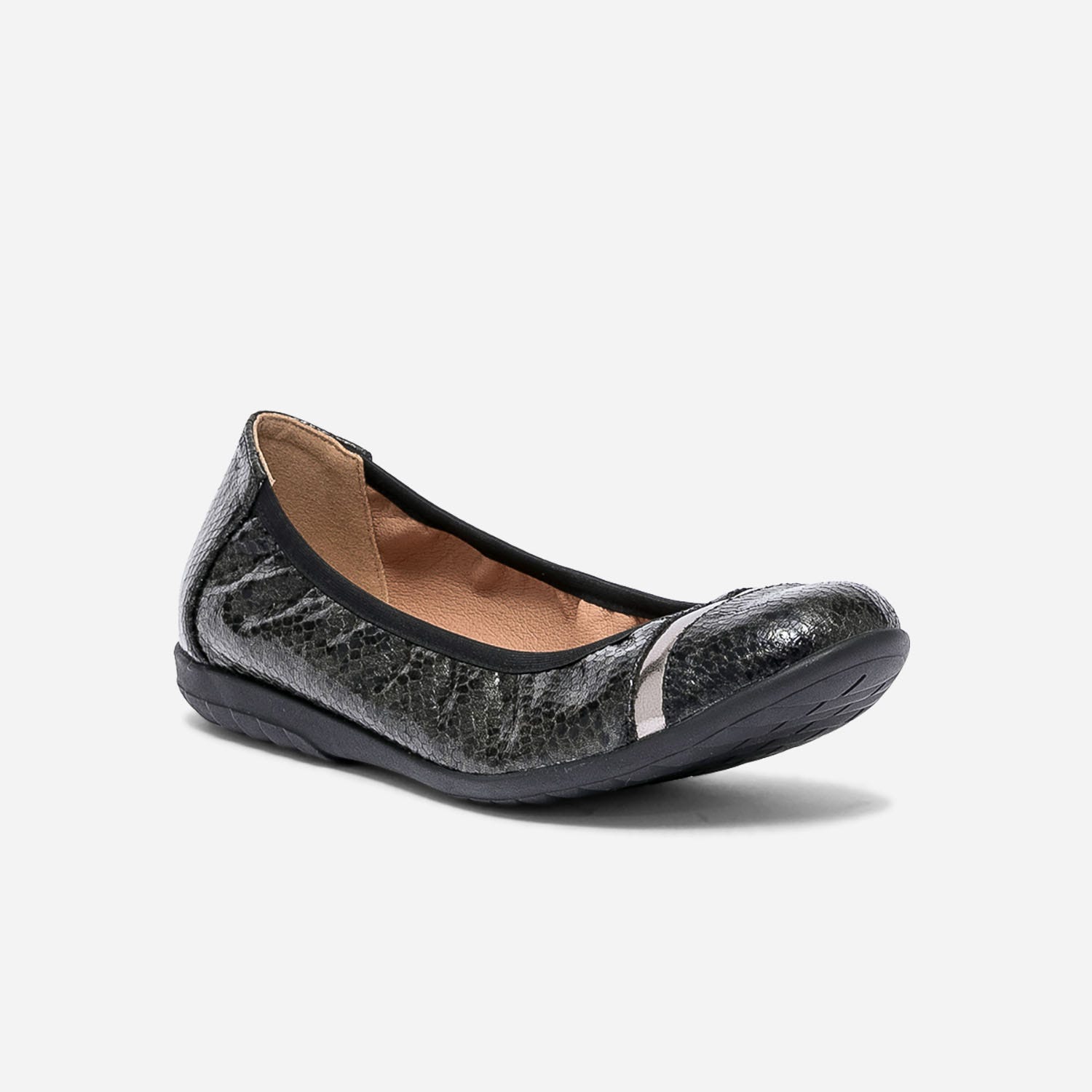 Ballerine noire effet python élastiquée