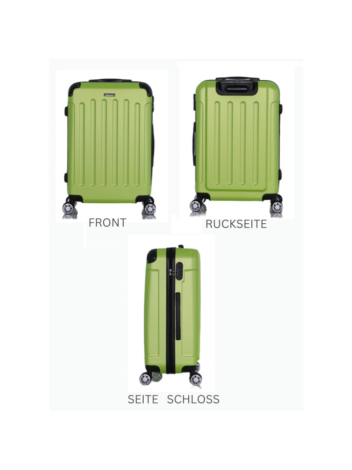 Cheffinger Reisekoffer Koffer 3 tlg Hartschale Trolley Set Kofferset Handgepäck in Grün günstig kaufen onesize