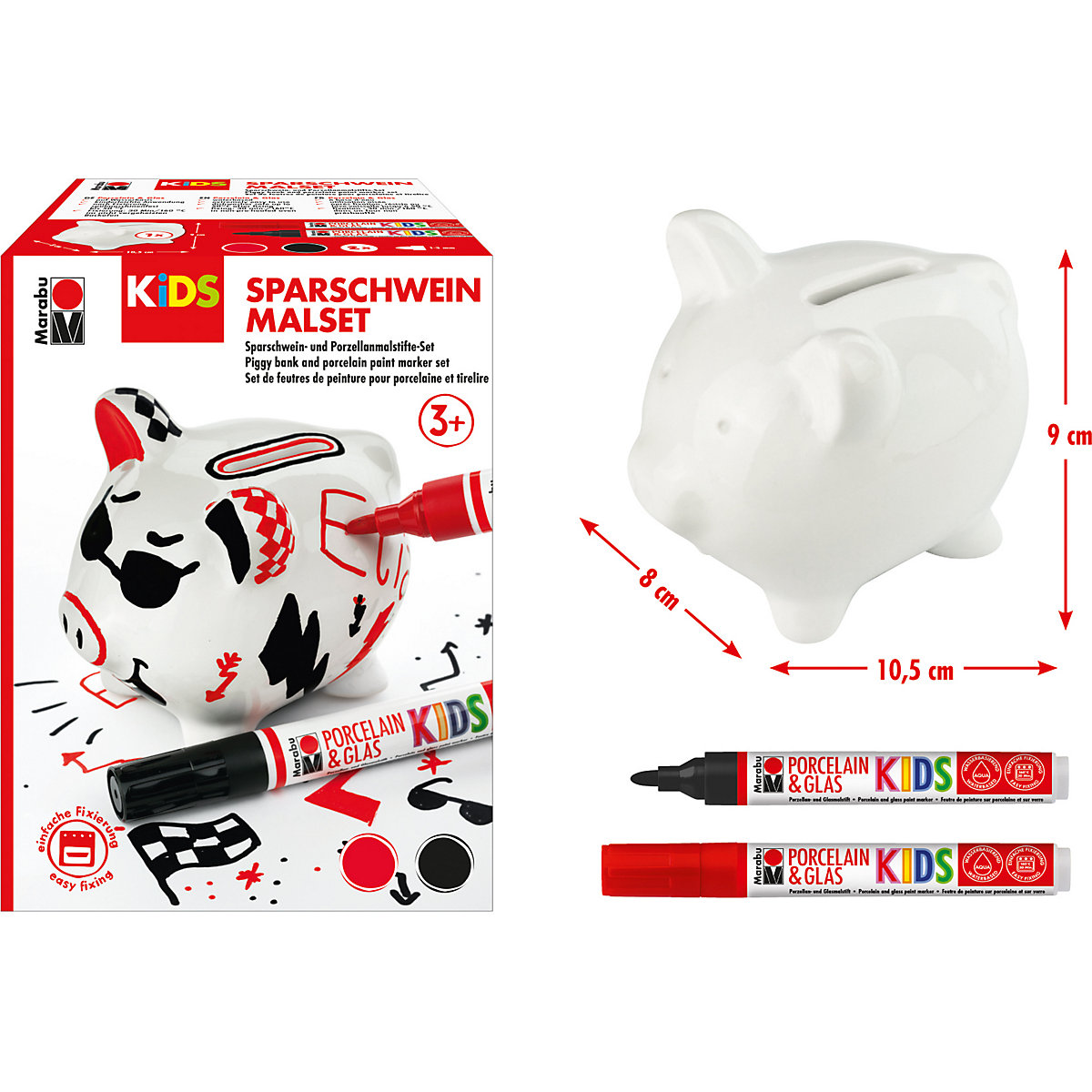 KiDS Porcelain & Glas Painter - Sparschwein-Set