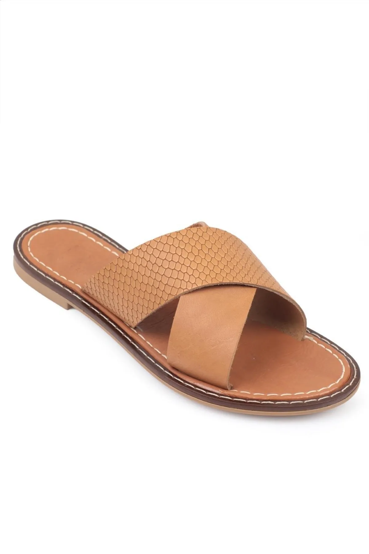 Capone Outfitters  Capone 881 Damen-Hausschuhe aus echtem Leder, Bodrum Tan