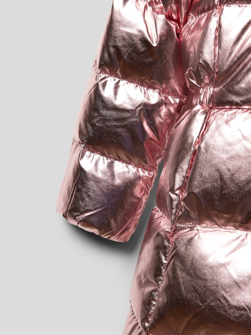 Daunenjacke mit Label-Stitching in hellrosa