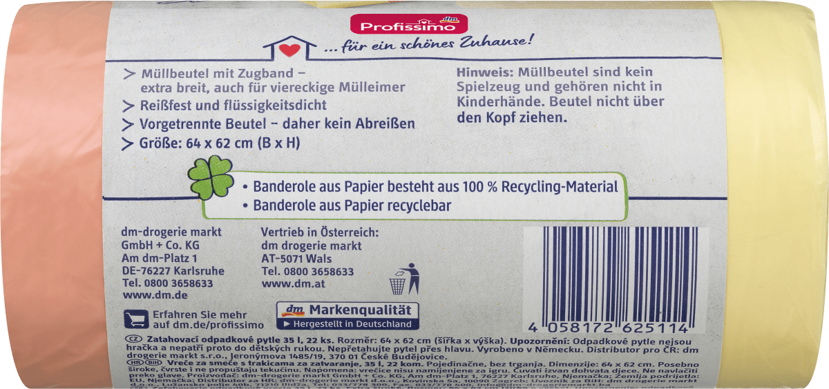 Müllbeutel 35 l mit Zugband, 22 St