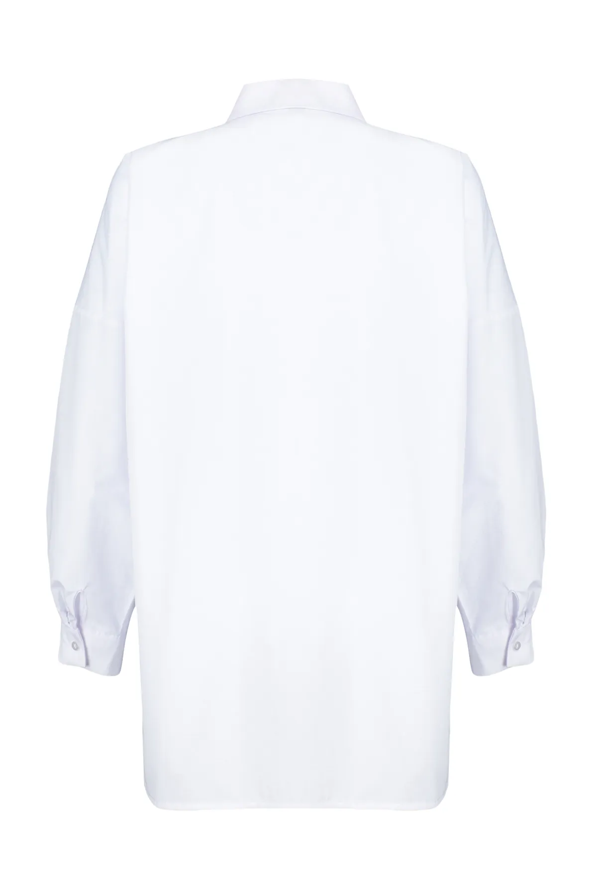 Trendyol Modest  Weißes gewebtes Baumwollhemd mit Blumenapplikationen TCTSS24TG00030