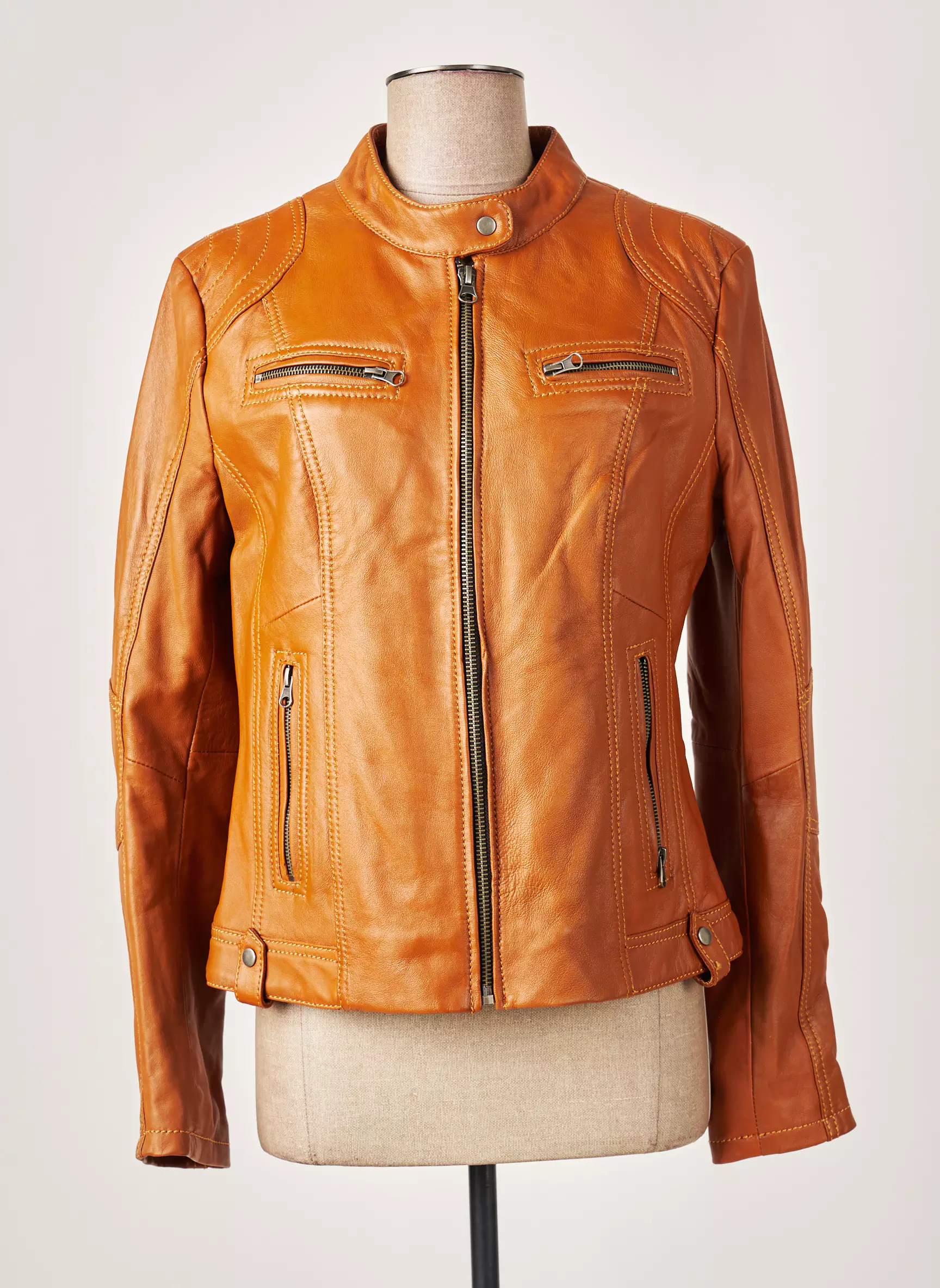 Wait Blue By Last Rebels Vestecuir Femme couleur marron