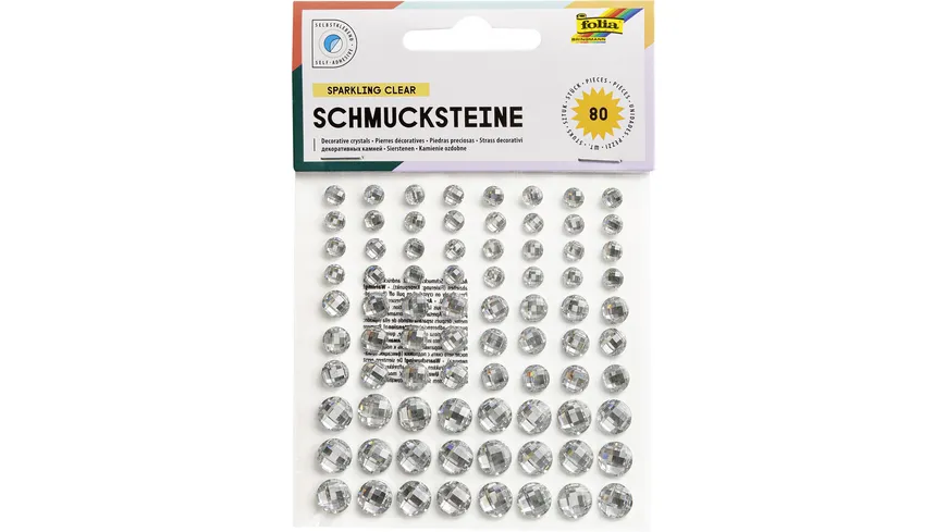 folia Schmucksteine selbstklebend clear 80 Stück