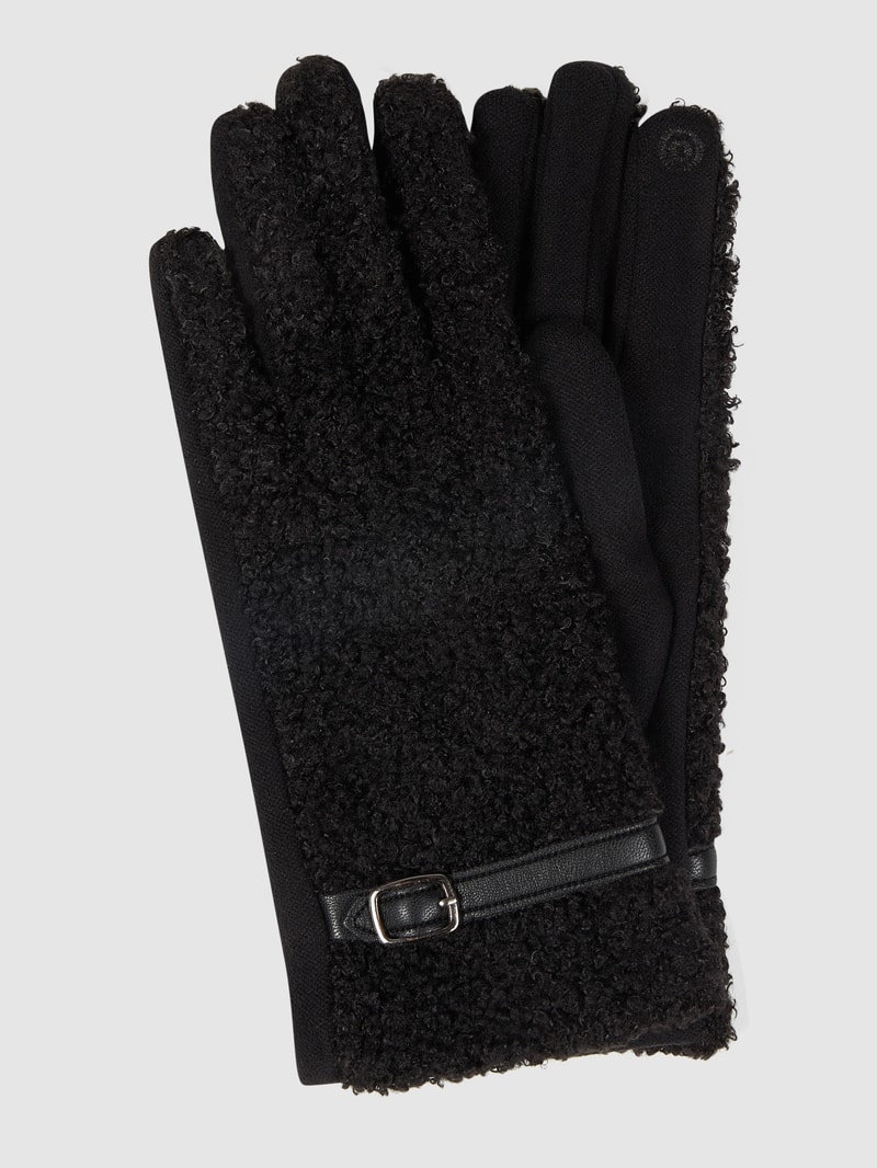 Touchscreen-Handschuhe aus Bouclé in schwarz