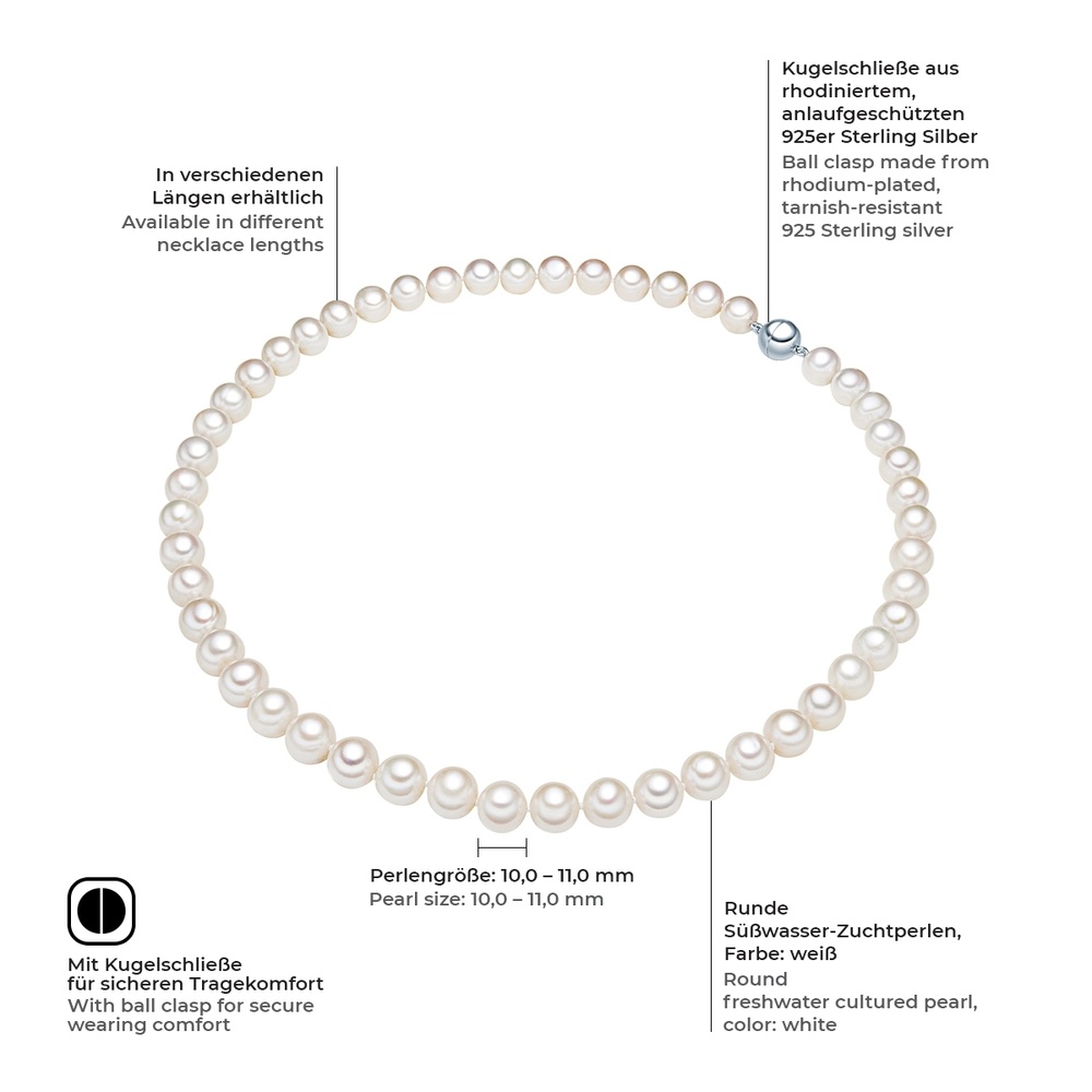 Valero Pearls Chaîne Argent sterling Perle de culture d'eau douce en Argent collier