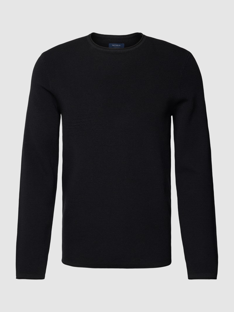 Strickpullover mit Rundhalsausschnitt in schwarz