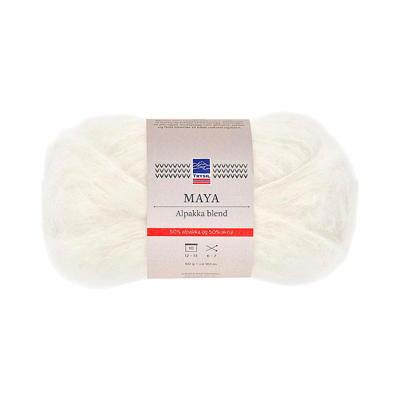 Trysil Garn Maya børstet Alpakka blend hvit