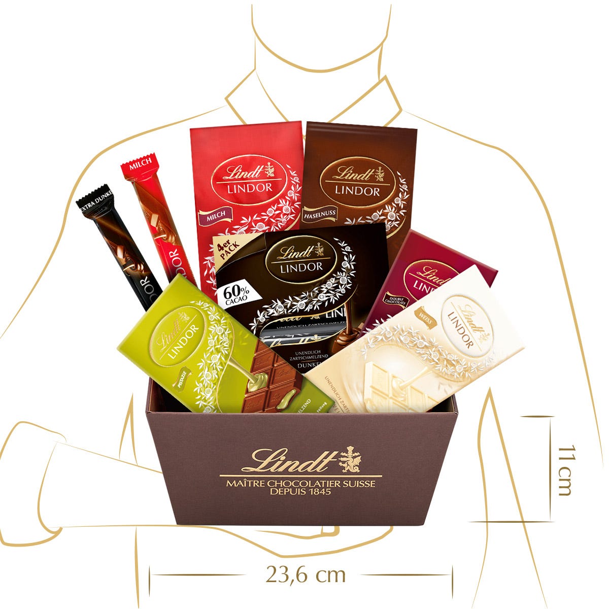 Lindt LINDOR Geschenkkorb Mischung, 749g