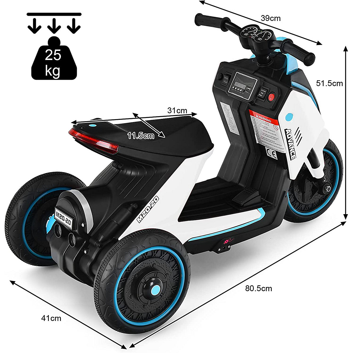 Motorrad Dreirädrig mit Scheinwerfer&Rücklicht