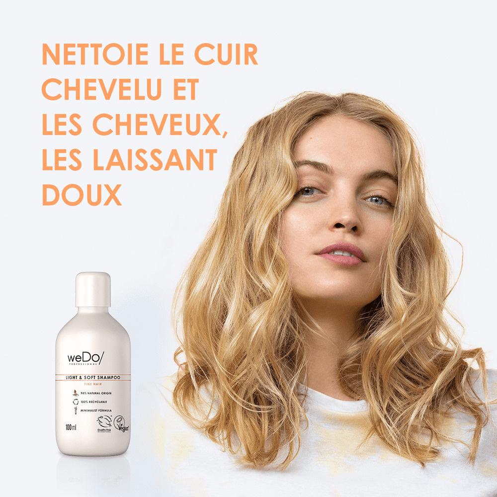 wedo Shampoing Vegan Légèreté et Douceur pour cheveux fins Shampooing vegan sans sulfate sans silicone pour cheveux fins